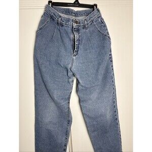Vintage Lee Jeans Womens 12 Petite Blue Mom Taper High Rise Pleated 80s Denim